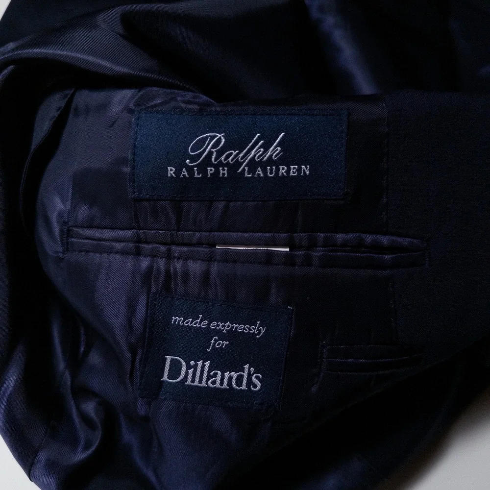 Ralph Lauren Mens Blazer 41R Navy Blue Wool 2 Button Double Vent Suit Jacket